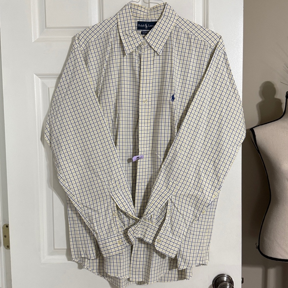 Ralph Lauren Plaid Shirt in Blue and Yellow